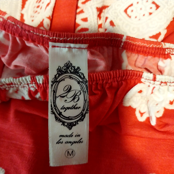 2 B Together Pink Mini Dress S Off Shoulder Crochet Flutter Sleeve / #3102 - Picture 2 of 8